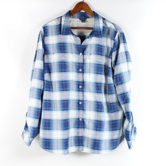 Eddie Bauer Long Sleeve Button Down Plaid Shirt - XL P2P 23" - Picture 1 of 7